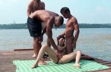 Group sex with 3 guy and 1 girl in moaning!